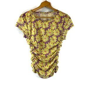 Free People Yellow and Purple Floral Blouse